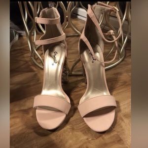 Qupid Blush Pink with Gold/Clear Heels